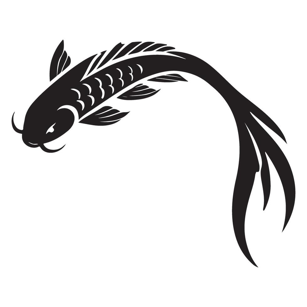 Elegant Koi Fish Silhouette Graphic vector