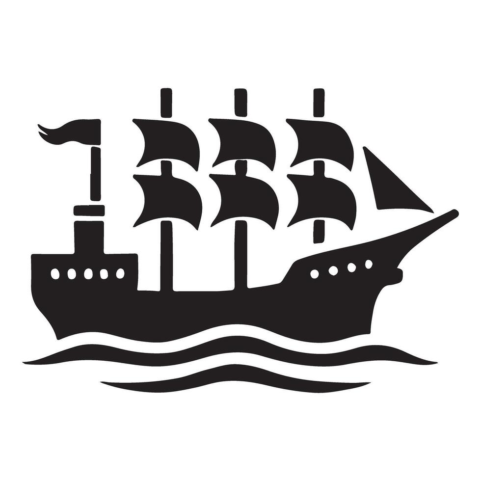 Sailing Ship Silhouette Illustration Graphic Design vector