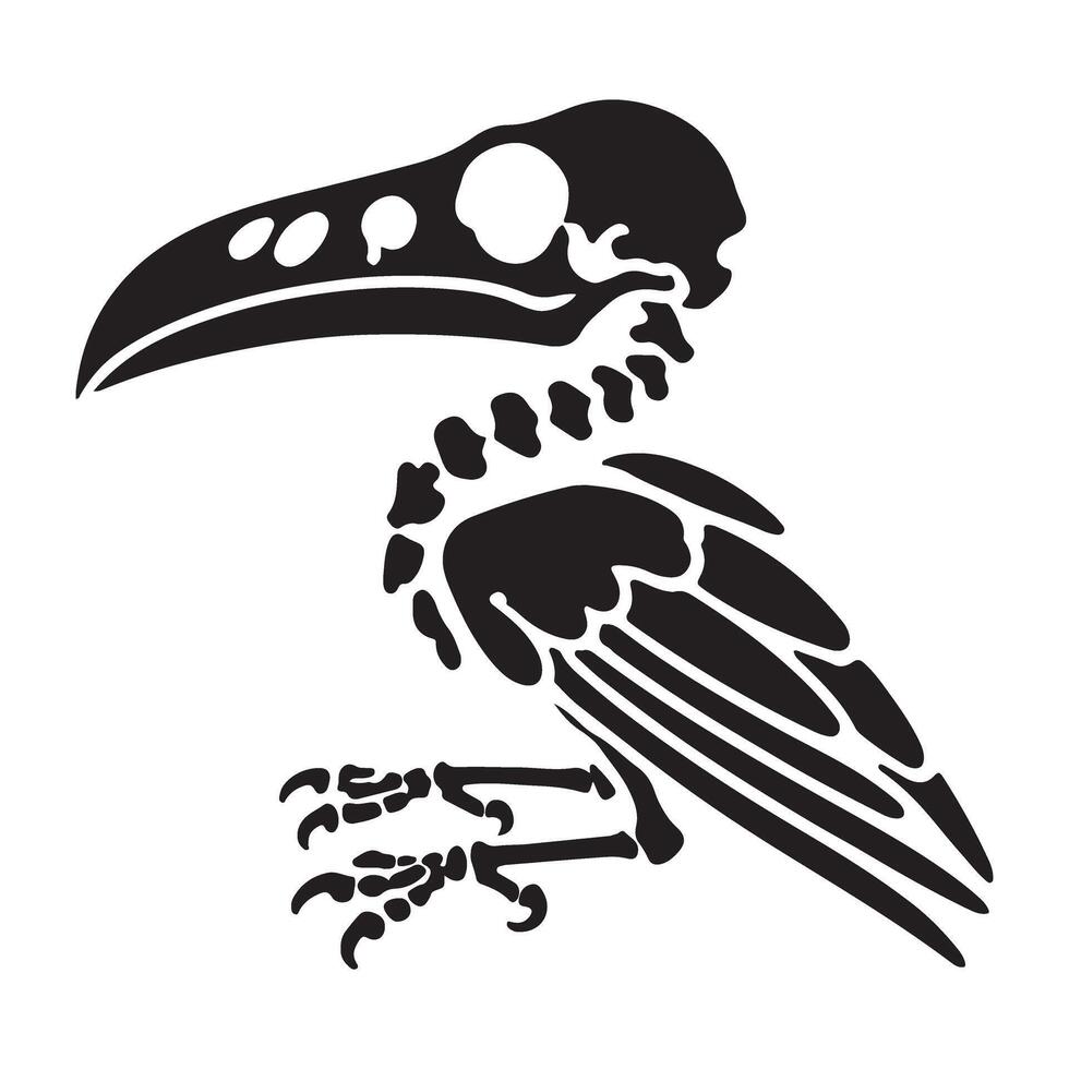 Crow Skeleton Silhouette Illustration vector