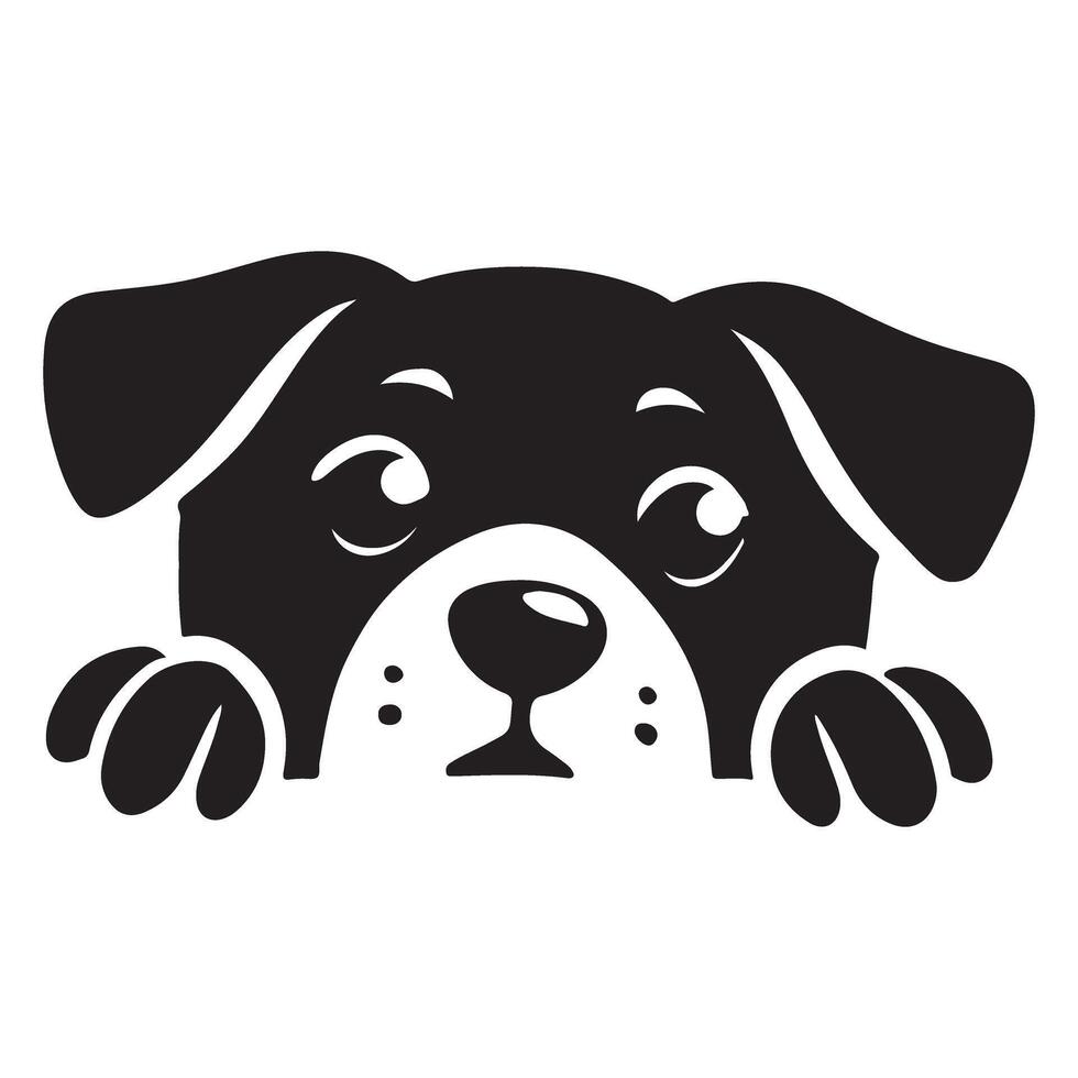 Adorable Dog Peeking Silhouette Illustration vector