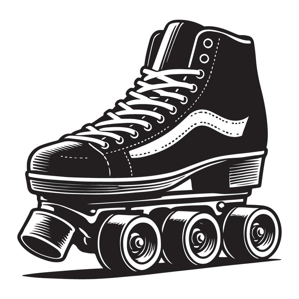 Vintage Roller Skates Silhouette Illustration Retro Sport vector