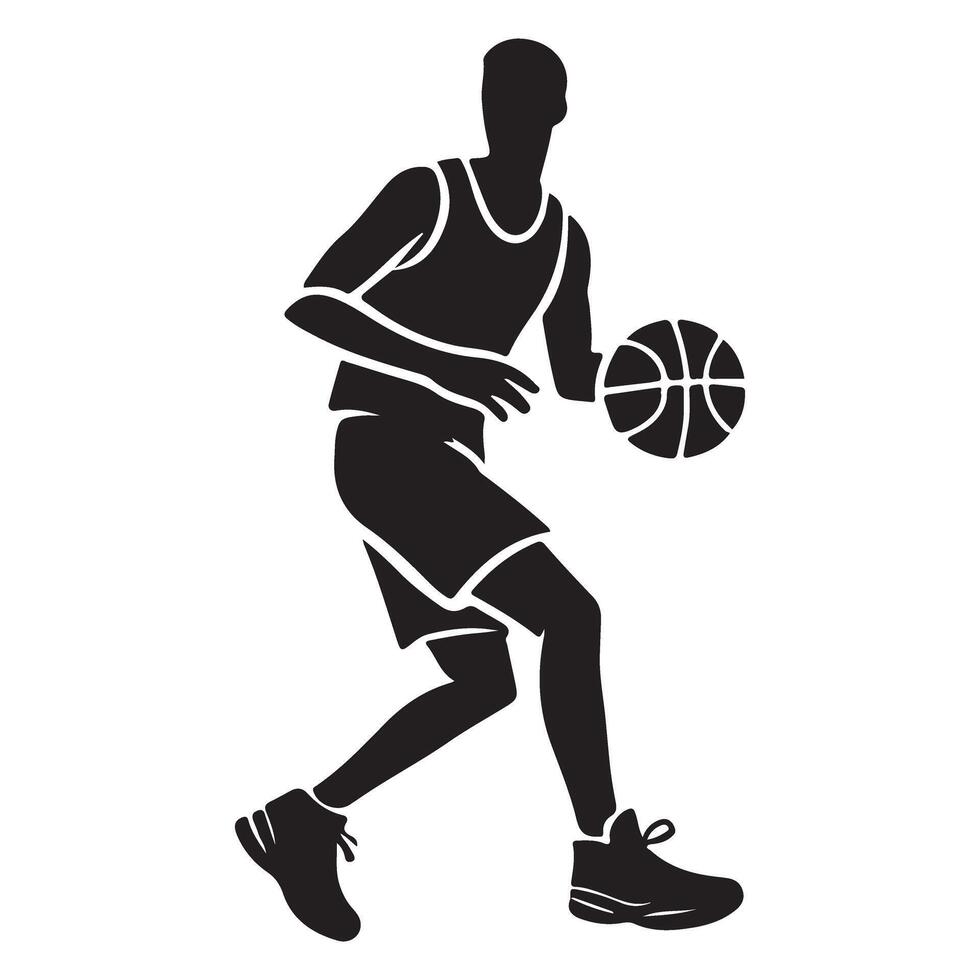 Basketball Player Silhouette Dribbling the Ball vector
