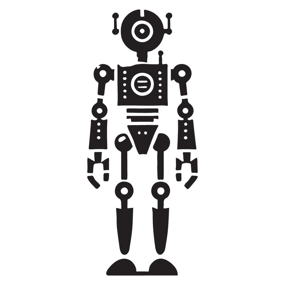 Retro Robot Silhouette Illustration vector