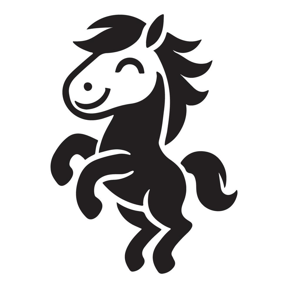 Playful Pony Silhouette Standing on Hind Legs vector