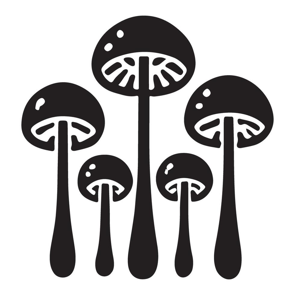 Group of Mushrooms Silhouette Illustration vector