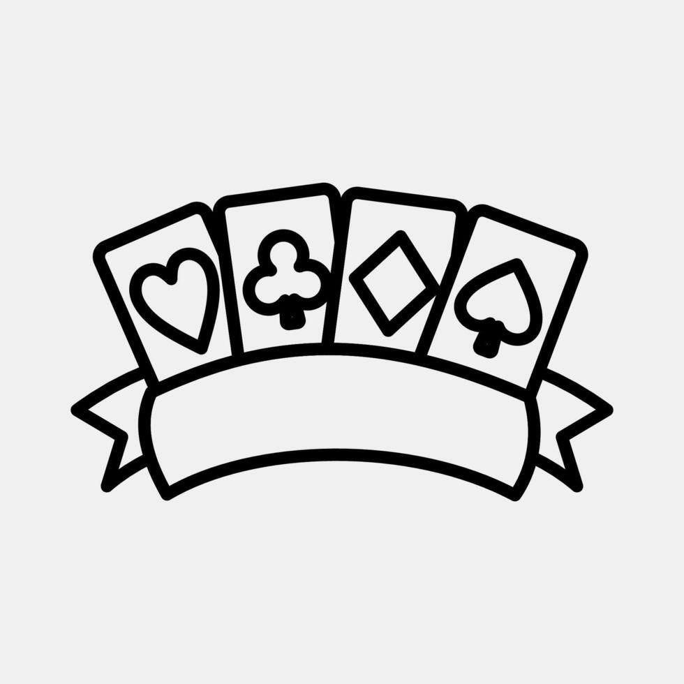 Icon playing cards. Traditional tattoo elements. Icon in line style. vector