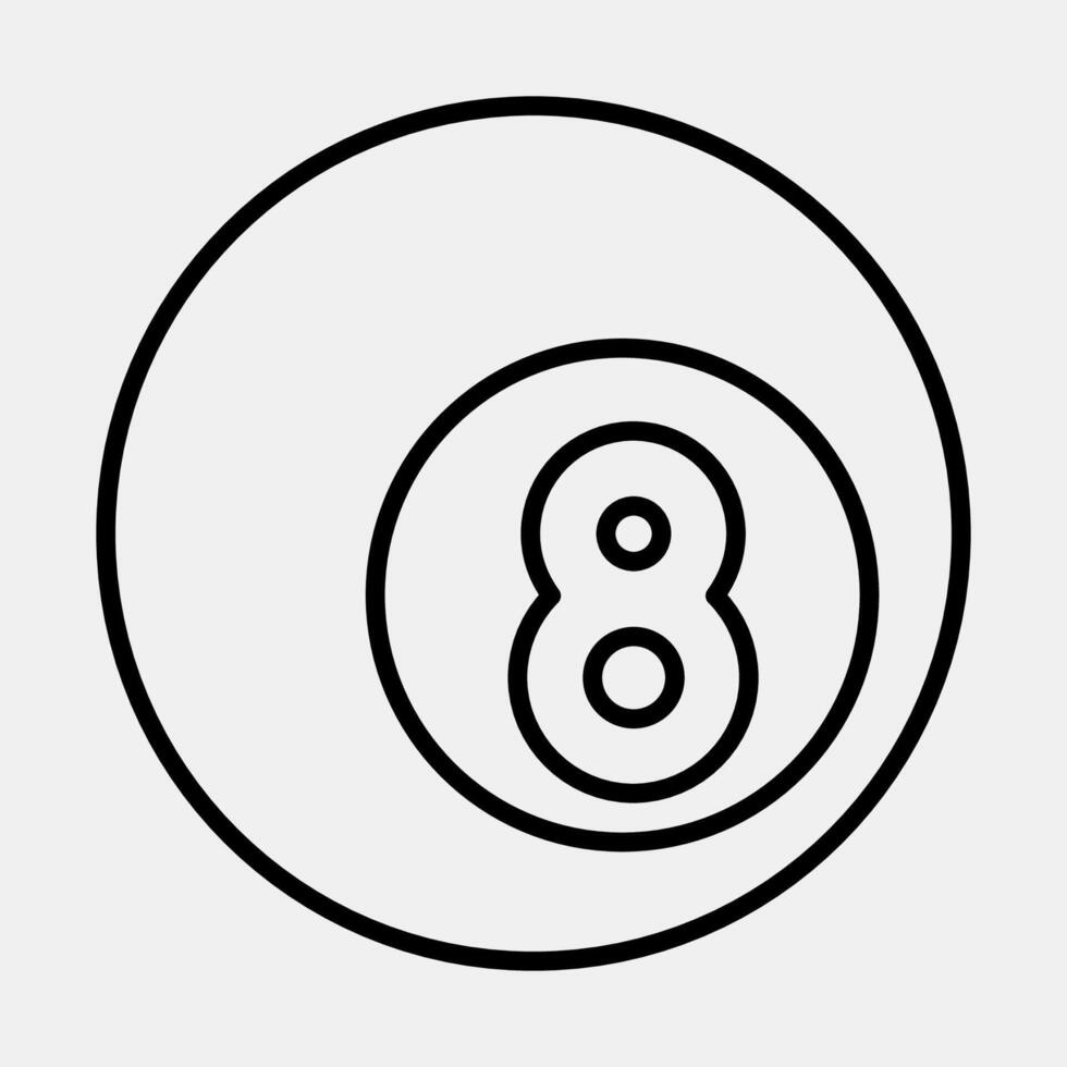 Icon eight ball pool. Traditional tattoo elements. Icon in line style. vector