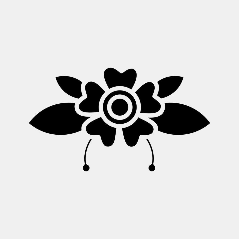 Icon flower. Traditional tattoo elements. Icon in glyph style. vector