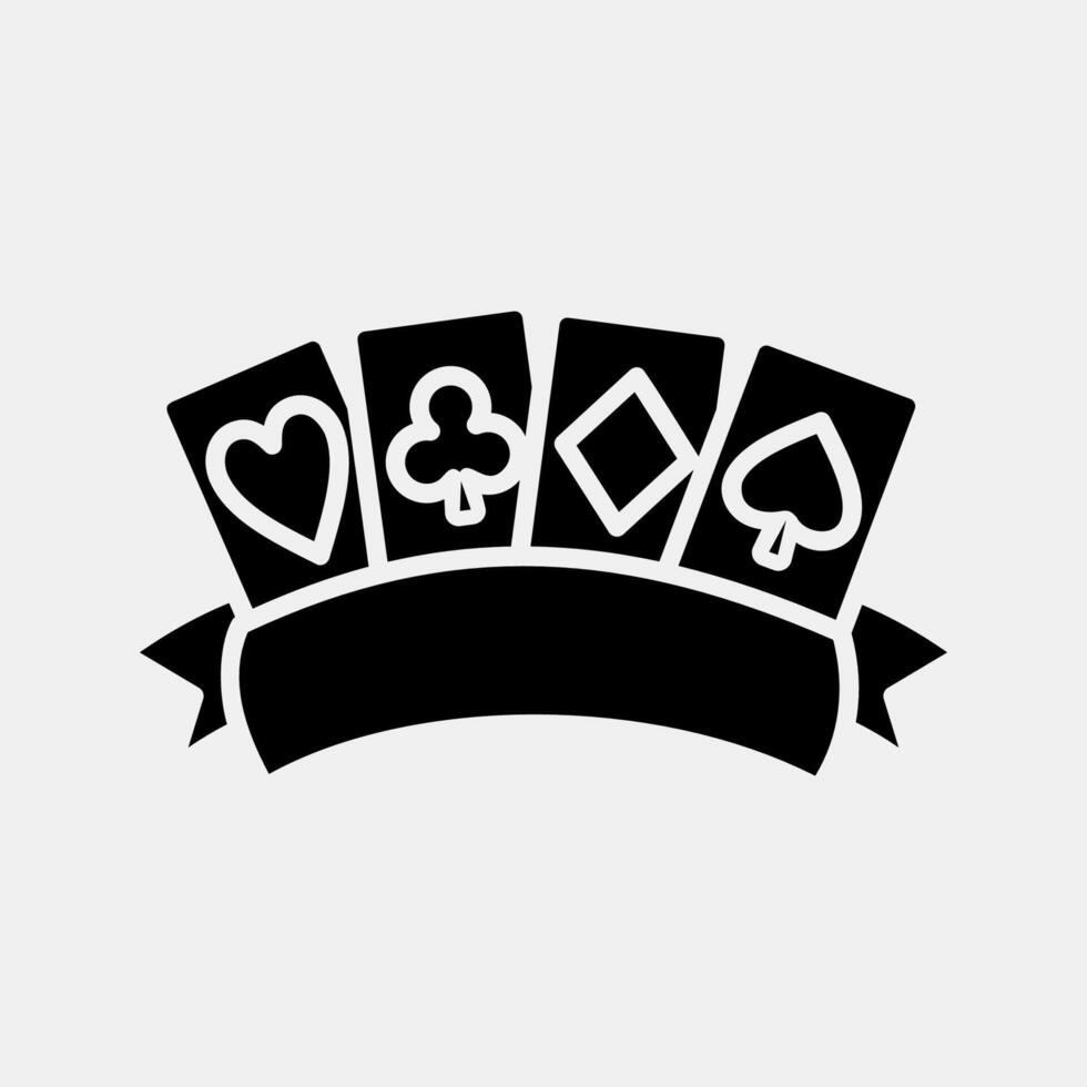 Icon playing cards. Traditional tattoo elements. Icon in glyph style. vector