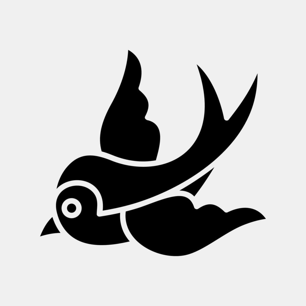 Icon swallow. Traditional tattoo elements. Icon in glyph style. vector