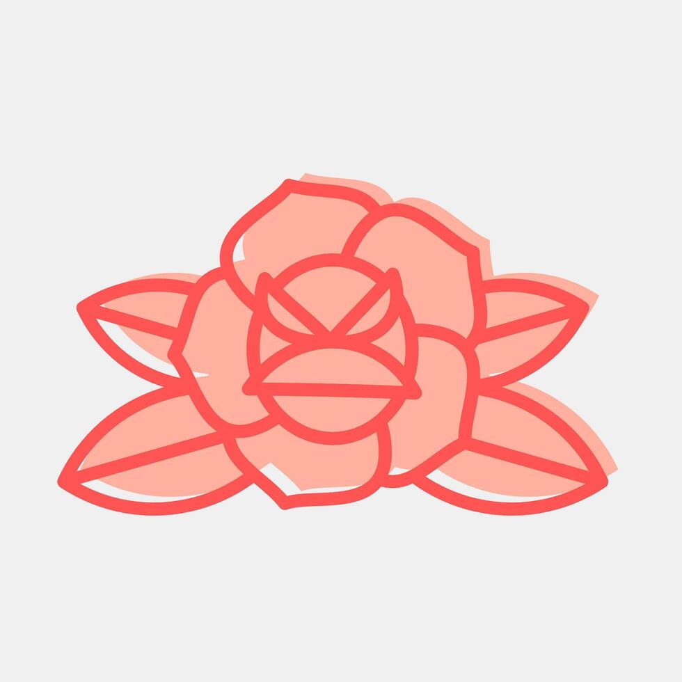 Icon rose. Traditional tattoo elements. Icon in two tone style. vector