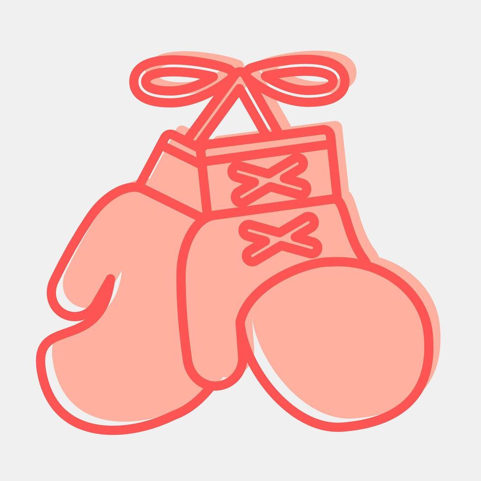 Icon boxing gloves. Traditional tattoo elements. Icon in two tone style. vector