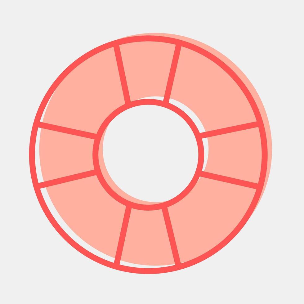 Icon floating tire. Traditional tattoo elements. Icon in two tone style. vector