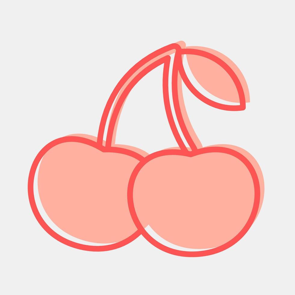 Icon cherry. Traditional tattoo elements. Icon in two tone style. vector