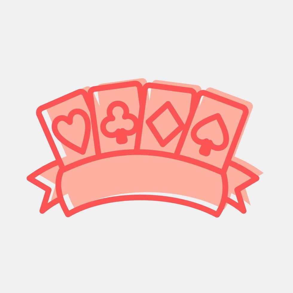 Icon playing cards. Traditional tattoo elements. Icon in two tone style. vector
