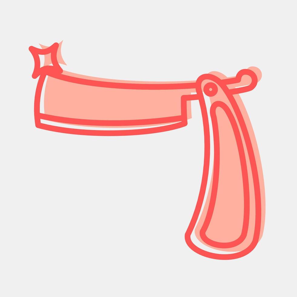Icon straight razor. Traditional tattoo elements. Icon in two tone style. vector