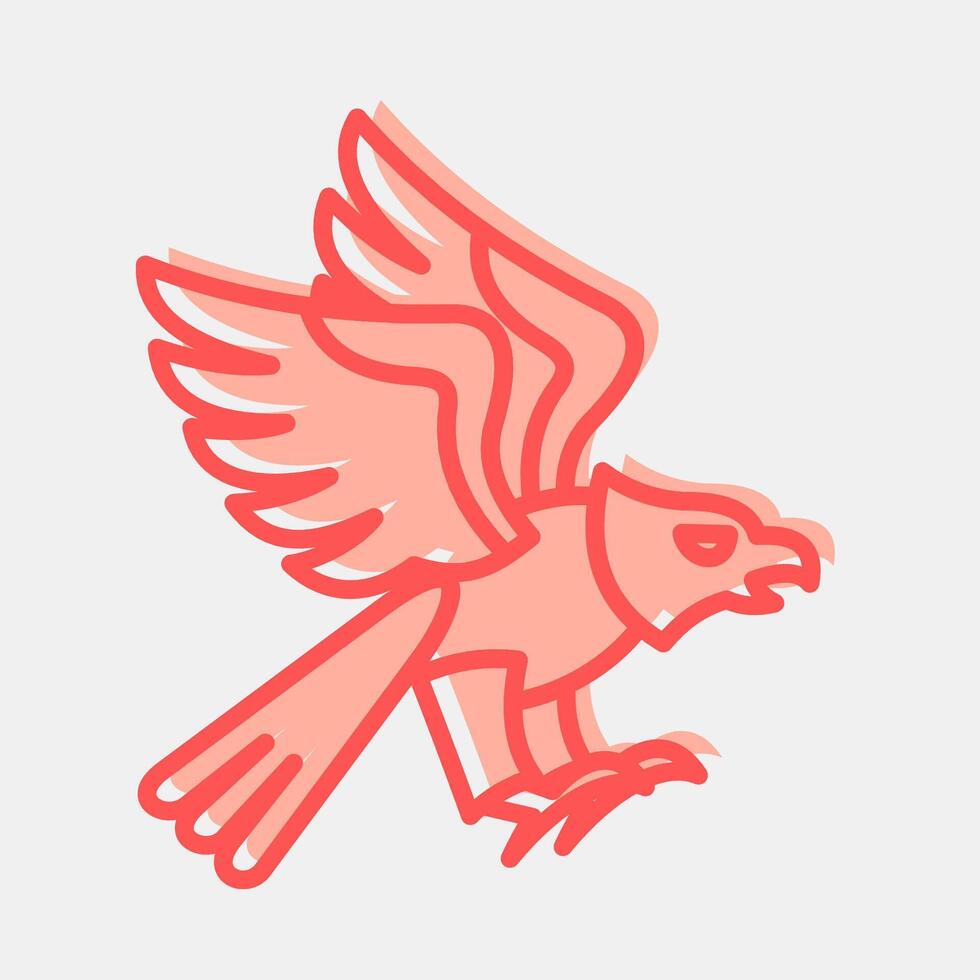 Icon eagle. Traditional tattoo elements. Icon in two tone style. vector