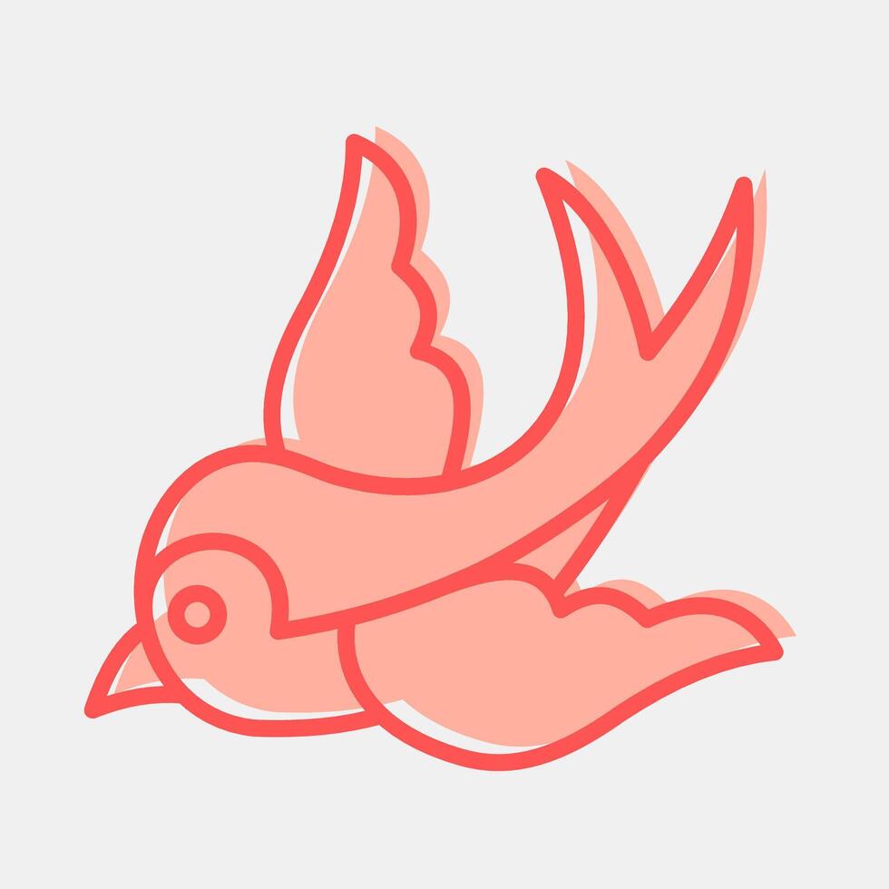Icon swallow. Traditional tattoo elements. Icon in two tone style. vector