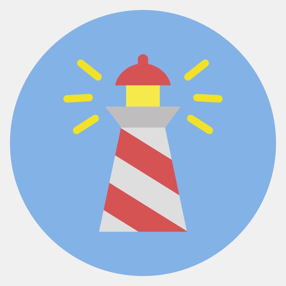 Icon lighthouse. Traditional tattoo elements. Icon in color mate style. vector