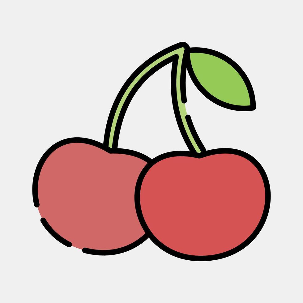 Icon cherry. Traditional tattoo elements. Icon in filled line style. vector