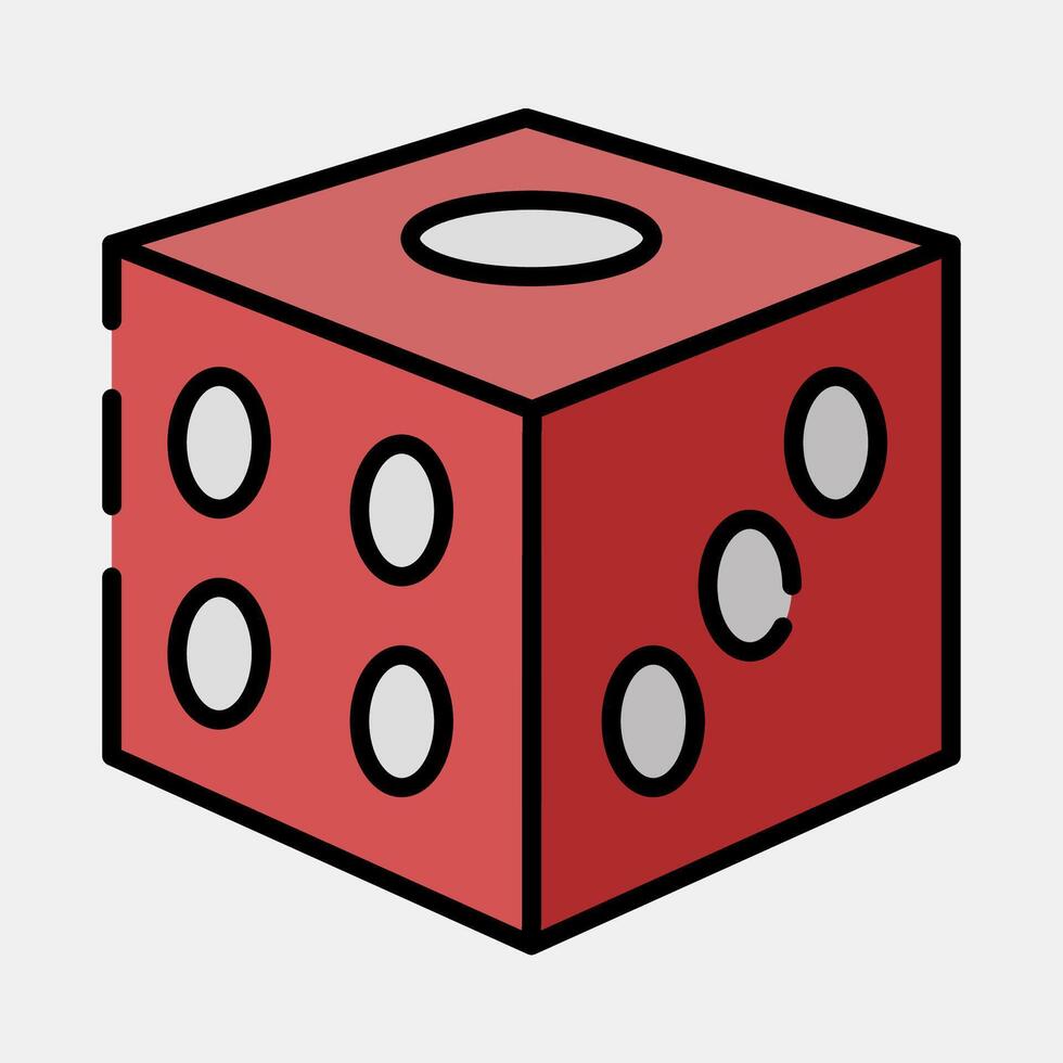 Icon dice. Traditional tattoo elements. Icon in filled line style. vector
