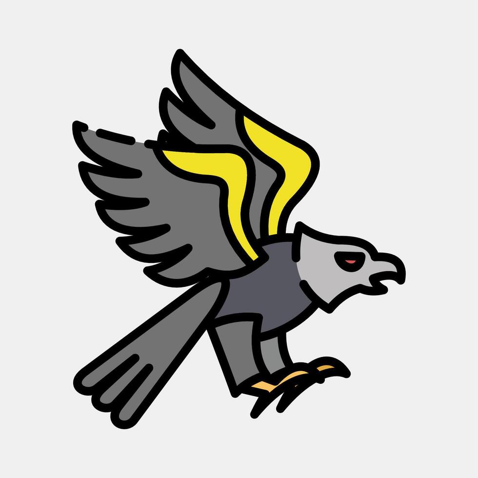 Icon eagle. Traditional tattoo elements. Icon in filled line style. vector