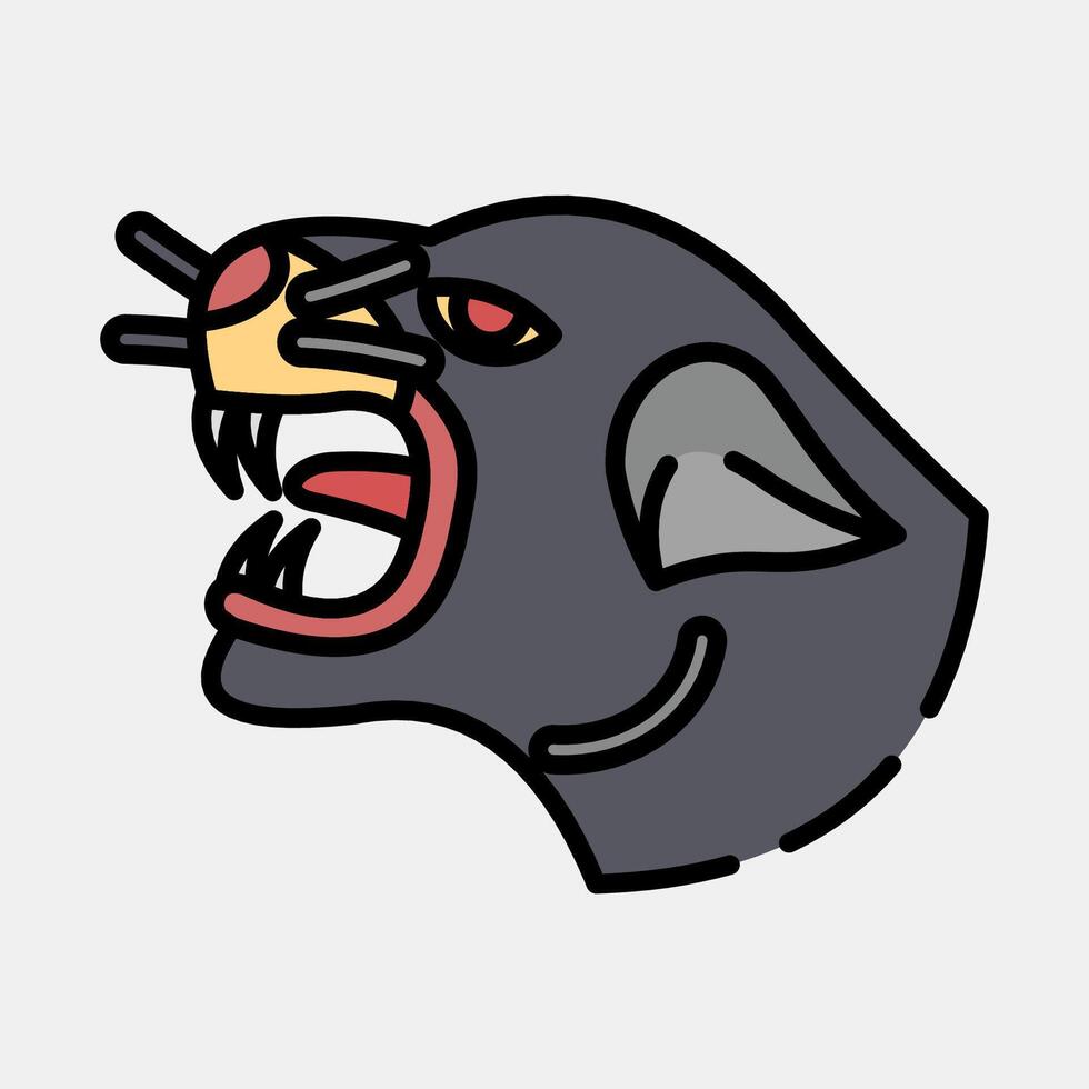 Icon panther. Traditional tattoo elements. Icon in filled line style. vector