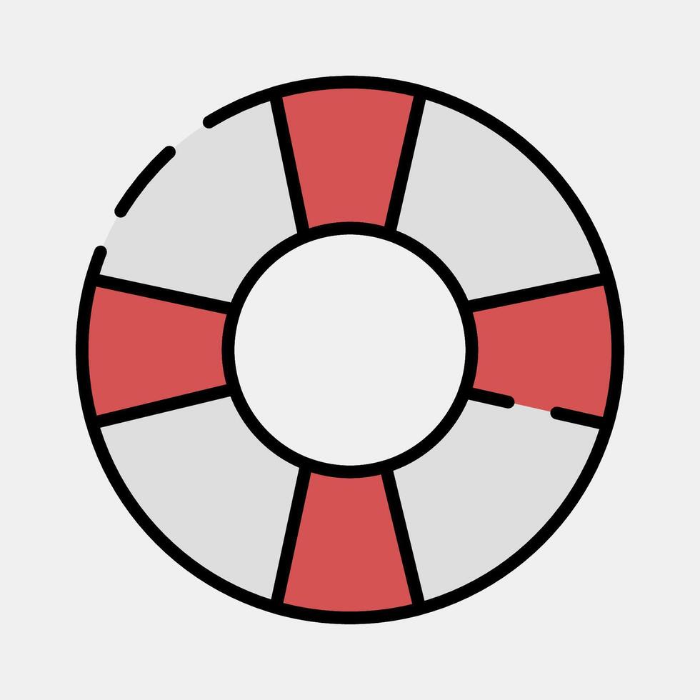 Icon floating tire. Traditional tattoo elements. Icon in filled line style. vector