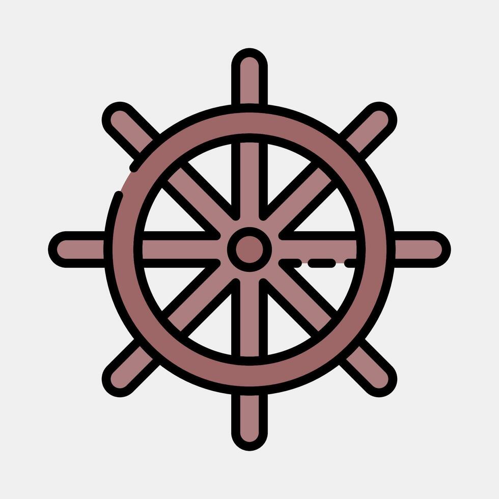Icon ship wheel. Traditional tattoo elements. Icon in filled line style. vector