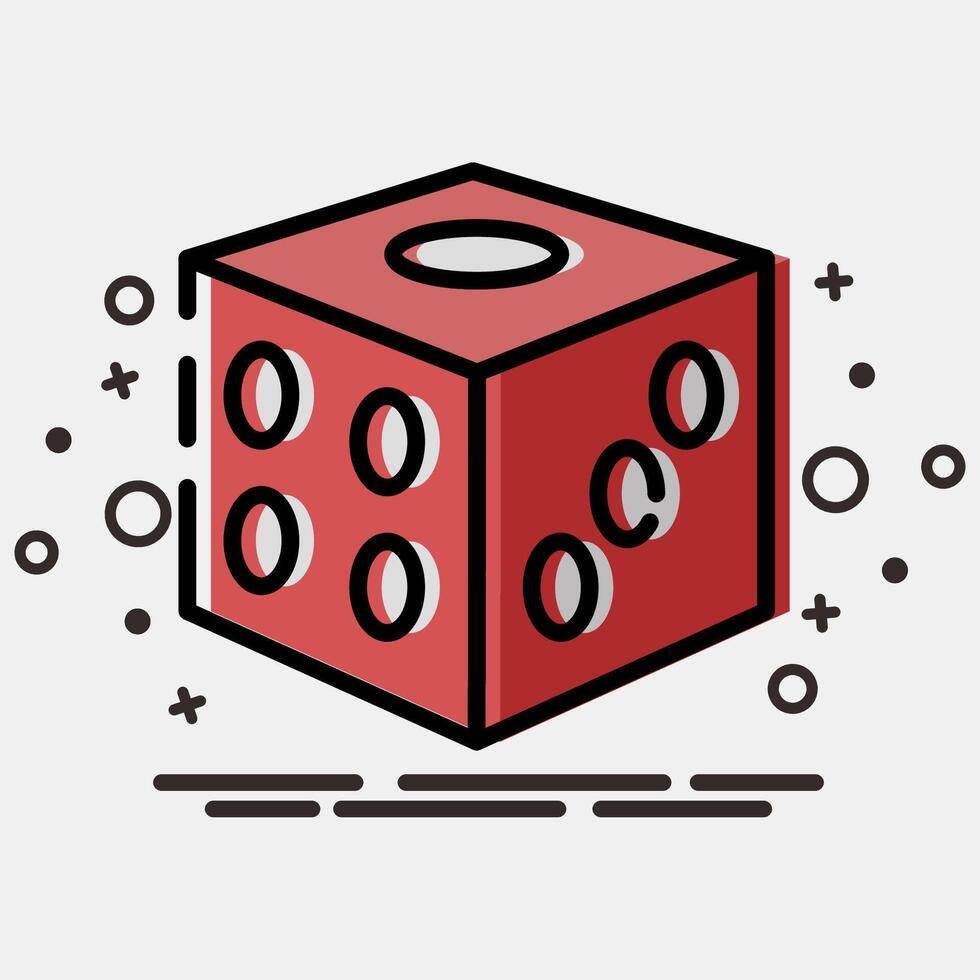 Icon dice. Traditional tattoo elements. Icon in MBE style. vector