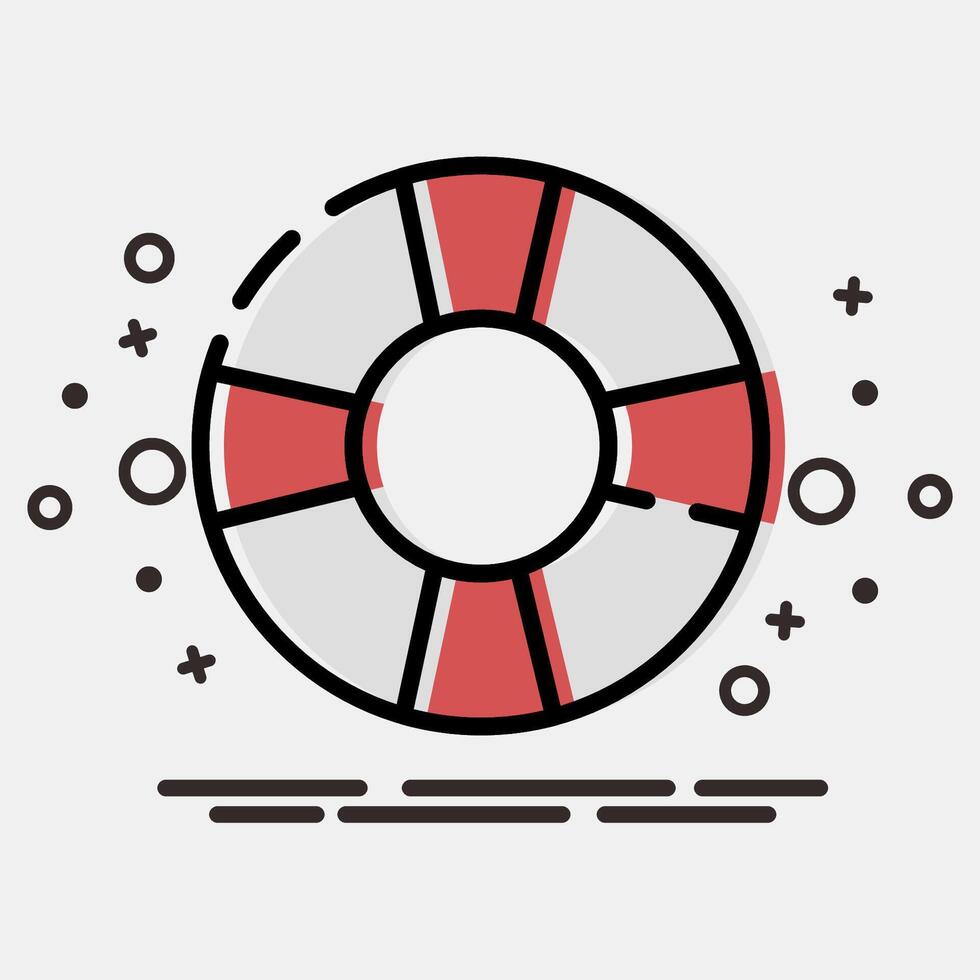 Icon floating tire. Traditional tattoo elements. Icon in MBE style. vector