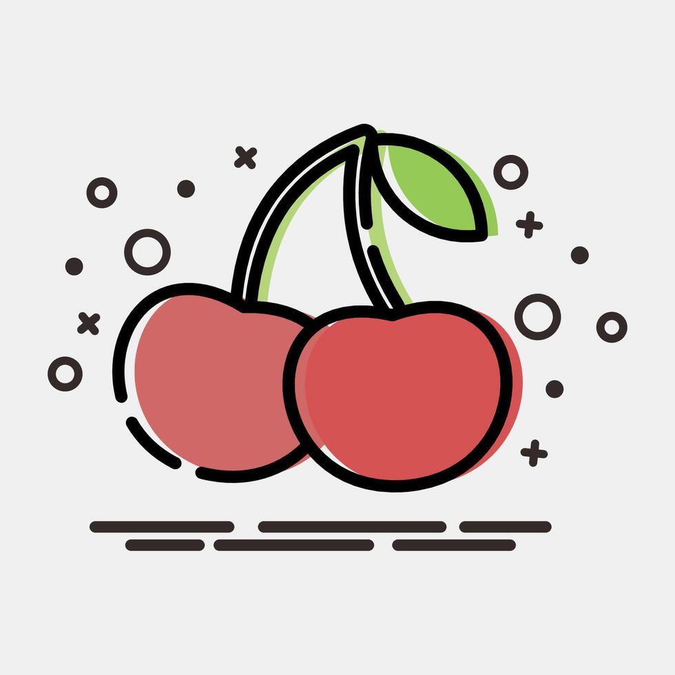 Icon cherry. Traditional tattoo elements. Icon in MBE style. vector