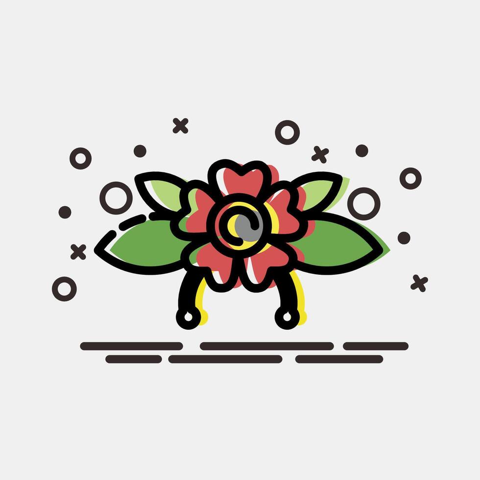 Icon flower. Traditional tattoo elements. Icon in MBE style. vector