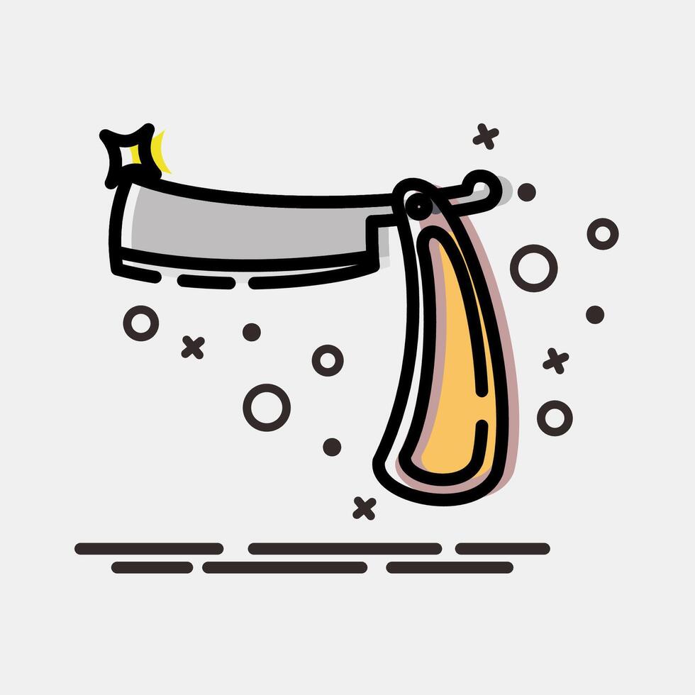 Icon straight razor. Traditional tattoo elements. Icon in MBE style. vector