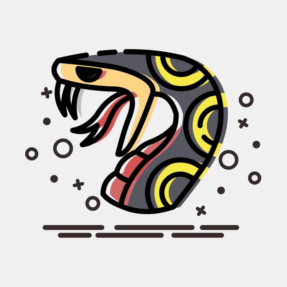 Icon snake. Traditional tattoo elements. Icon in MBE style. vector