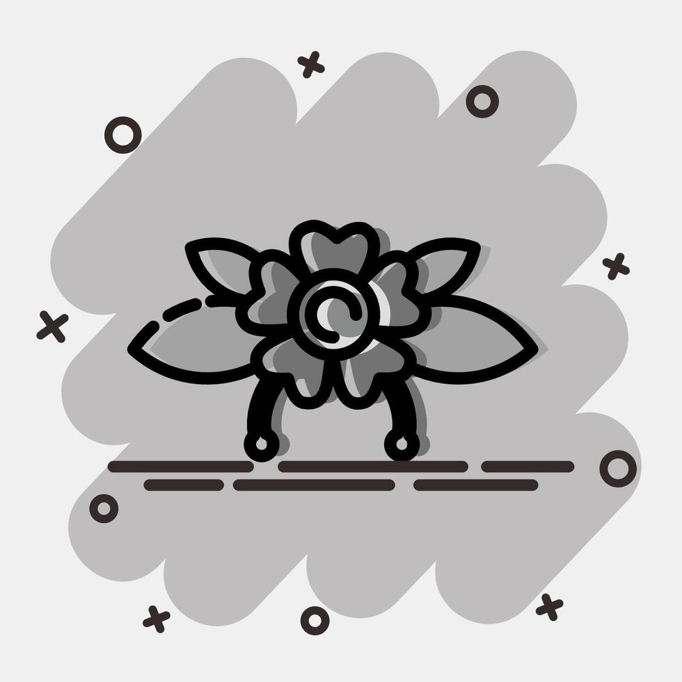 Icon flower. Traditional tattoo elements. Icon in comic style. vector