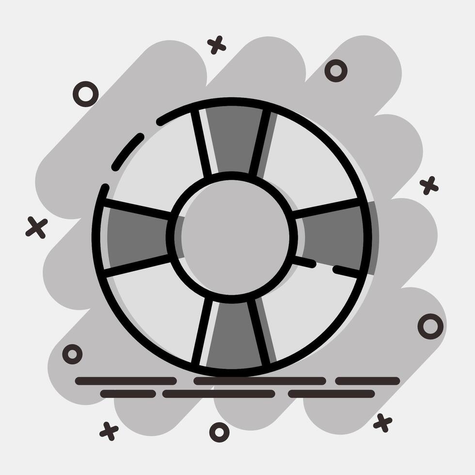 Icon floating tire. Traditional tattoo elements. Icon in comic style. vector