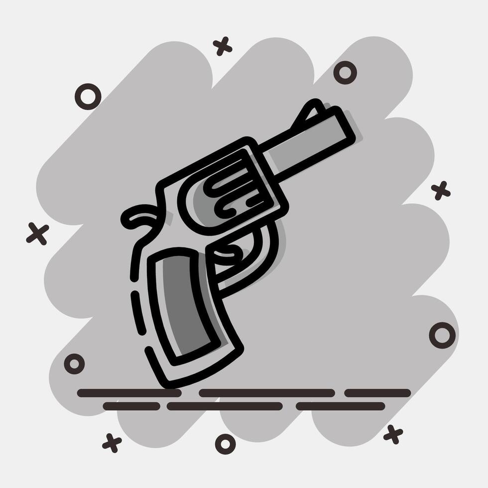 Icon gun. Traditional tattoo elements. Icon in comic style. vector