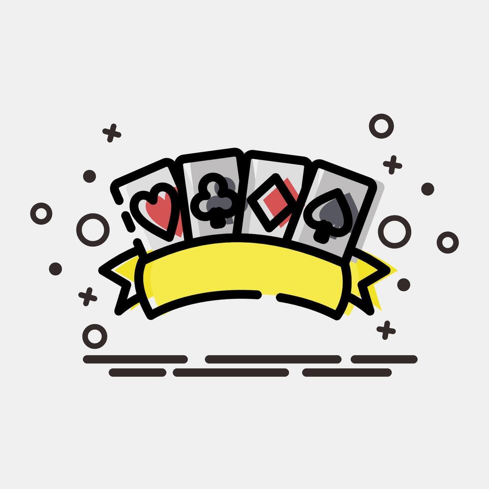 Icon playing cards. Traditional tattoo elements. Icon in MBE style. vector