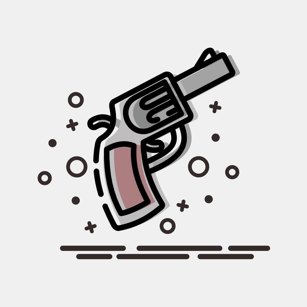 Icon gun. Traditional tattoo elements. Icon in MBE style. vector