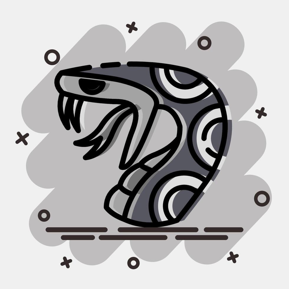 Icon snake. Traditional tattoo elements. Icon in comic style. vector