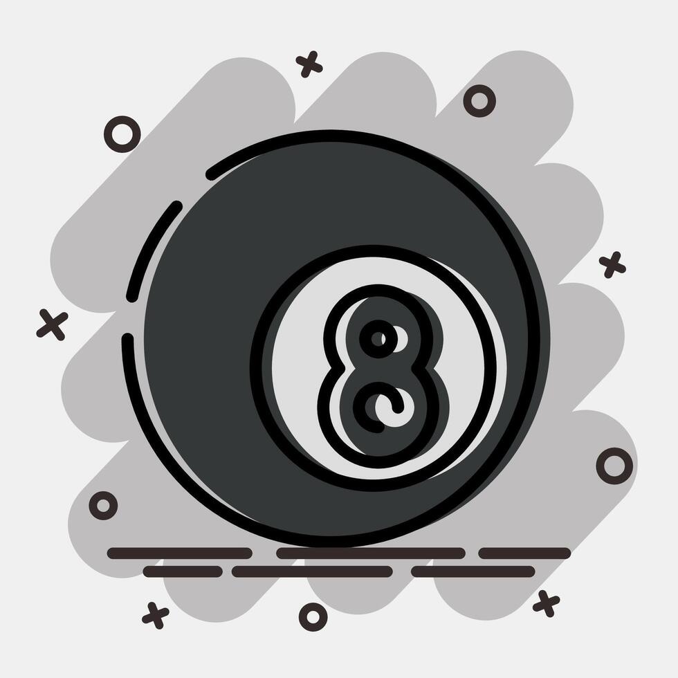 Icon eight ball pool. Traditional tattoo elements. Icon in comic style. vector