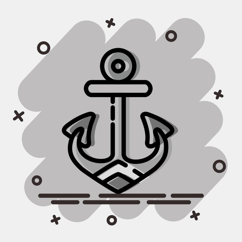 Icon anchor. Traditional tattoo elements. Icon in comic style. vector