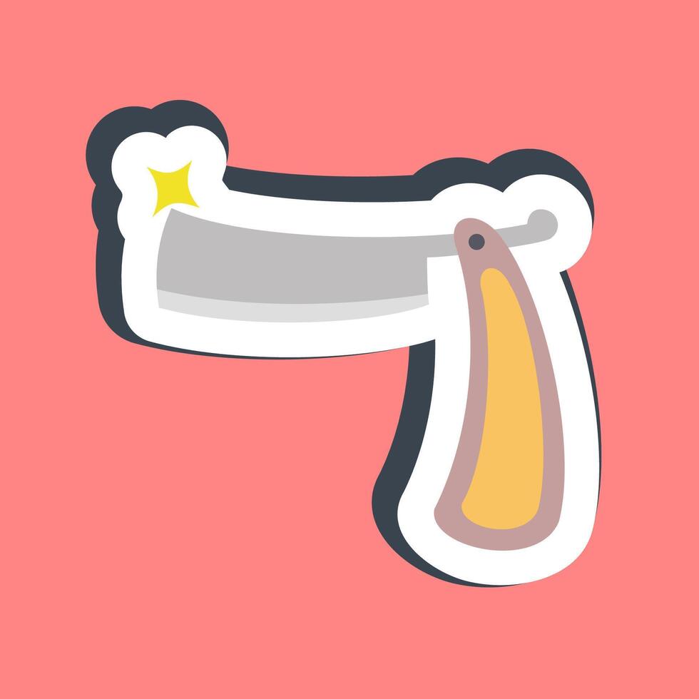 Sticker straight razor. Traditional tattoo elements. vector