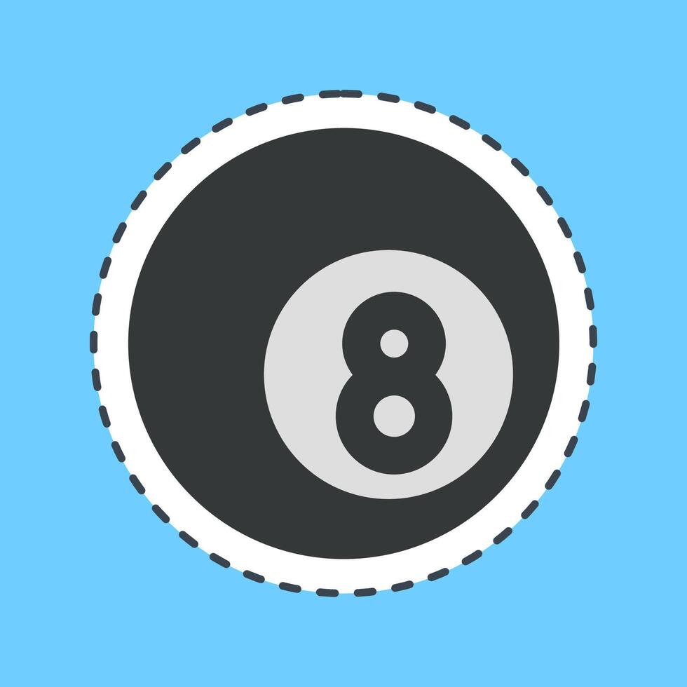 Cutting line sticker eight ball pool. Traditional tattoo elements. vector