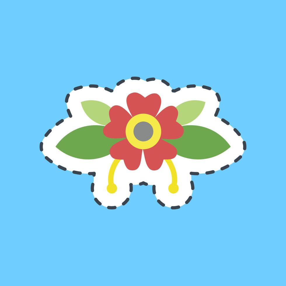 Cutting line sticker flower. Traditional tattoo elements. vector