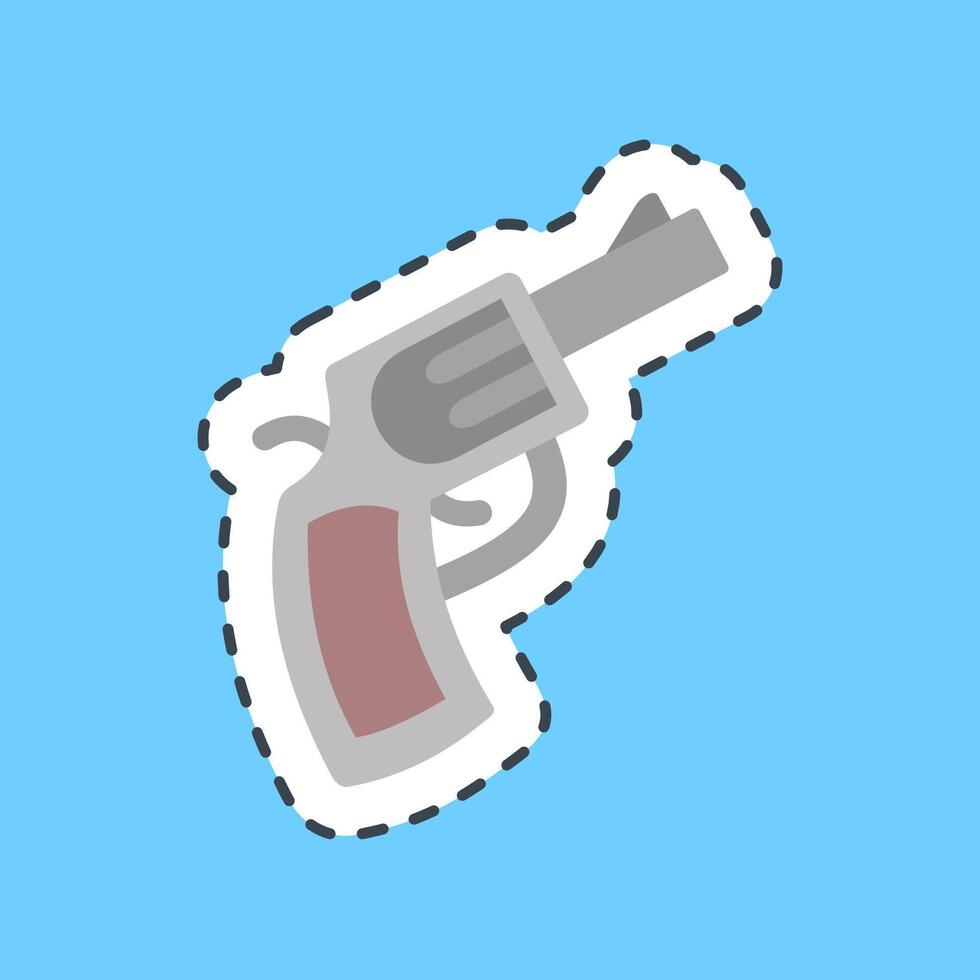 Cutting line sticker gun. Traditional tattoo elements. vector