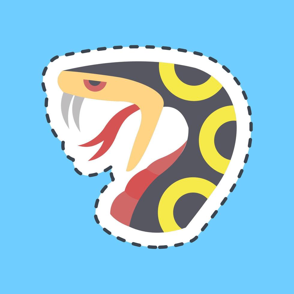 Cutting line sticker snake. Traditional tattoo elements. vector