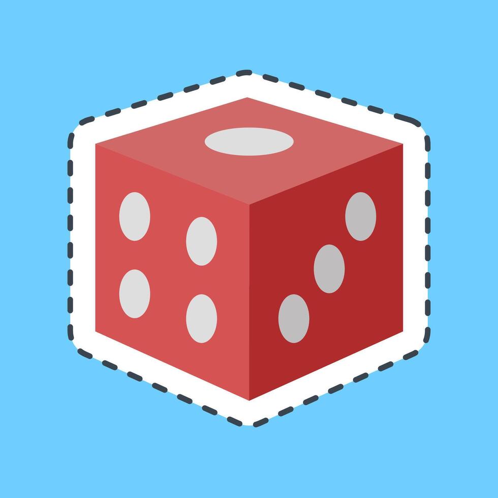 Cutting line sticker dice. Traditional tattoo elements. vector