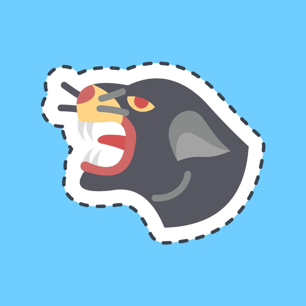 Cutting line sticker panther. Traditional tattoo elements. vector